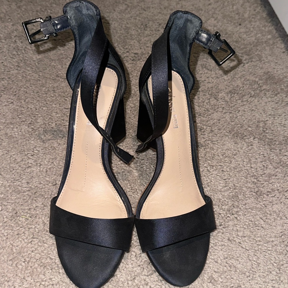 Gianni Bini Navy Heeled Sandals with Ankle Strap